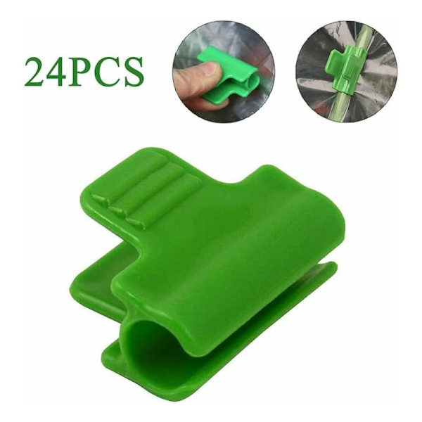 Sats med 24 plastklips för växthus, nät, stolpe Ytterdiameter 11 mm