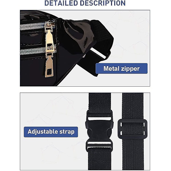 Fanny Pack Damväskor Midjeväska Metall Vattentät Midjeväska 3 Fack Axelväska Flickor