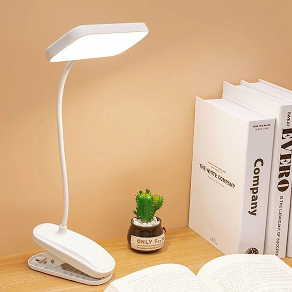 Flexibel 360° skrivbordslampa med klämma, steglöst dimbar LED-skrivbordslampa, uppladdningsbar nattlampa för studier, läsning, kontorsarbete, 1 st (3600 mAH)