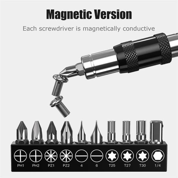 1/4\" Hex Magnetisk Rotationsbit Hurtigudskiftning Pilotbit Rotationsbit Holder til Trænge Rum Magnetisk Bit Holder (Gul + Sølv)
