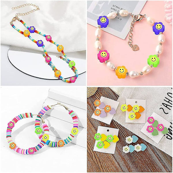 990 stycken Smiley Polymerlerpärlor Fruktpärlor Färgglada trädpärlor Gör-det-själv-armband Kedja Spacer Beads Kit