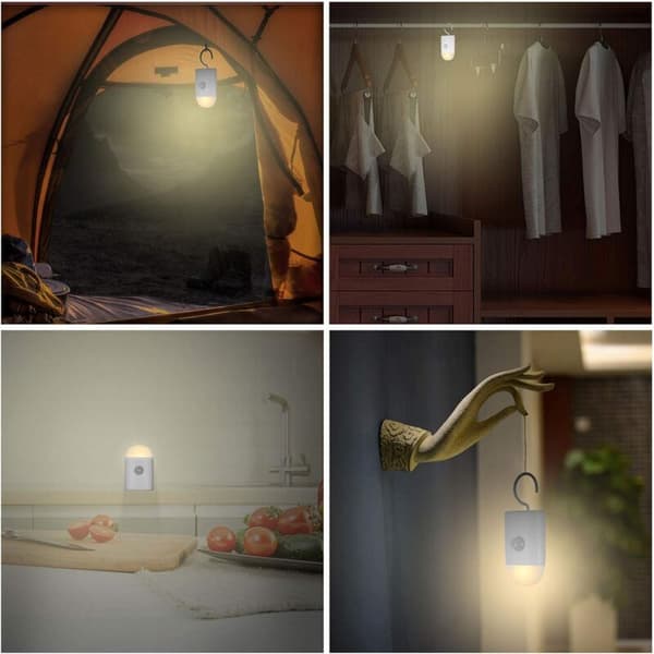 LED natlys med bevægelsessensor, (1 stk.) USB genopladelig natlampe, lyssensor natlys, skabslampe