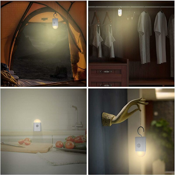 LED-nattlampa med rörelsesensor, (1 st) USB-laddningsbar nattlampa, ljussensor nattlampa, garderoblampa