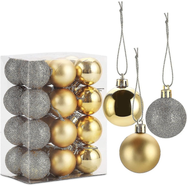 Gobesty Lot De 24 Boules De Nol Incassables Suspendre Pour Sapin De Nol, Dc（Golden）