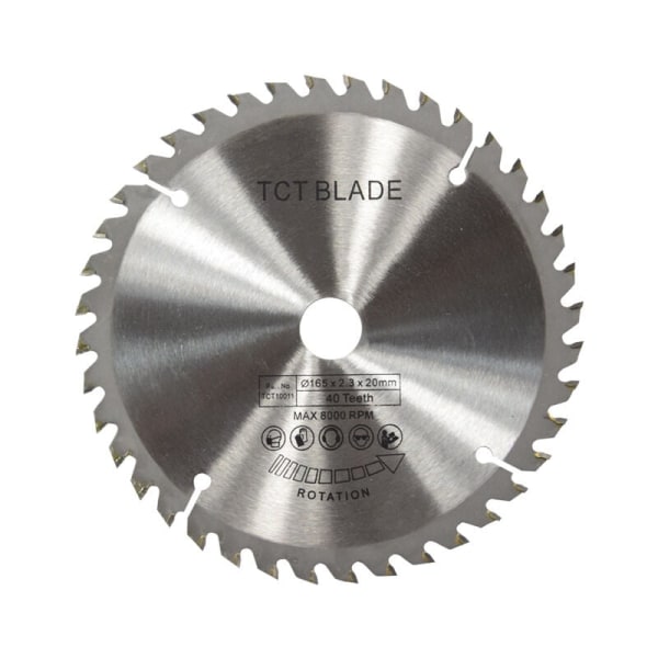 165 mm TCT-cirkelsågblad Silver roterande kapskiva för träkapning 40 tänder