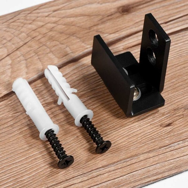 Vægmonteret hardware med sort kulstofstål skydedør til ladeport guide til heavy duty gulvguide med skruer（1stk）