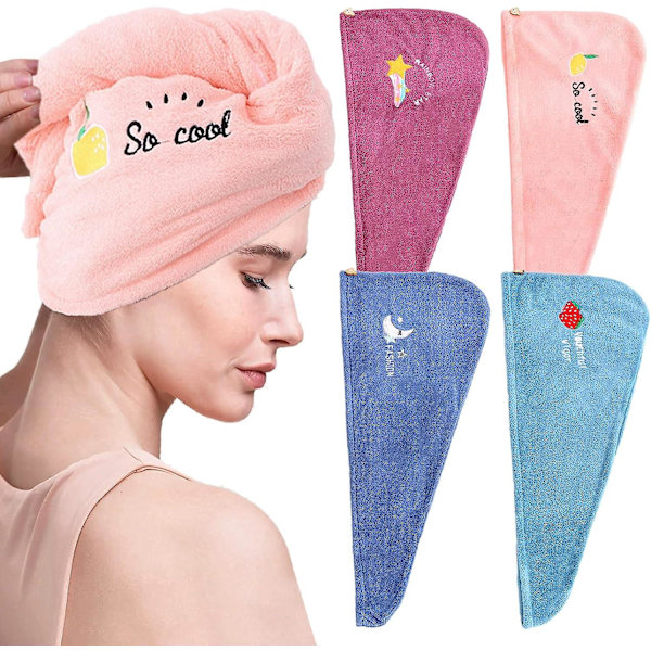 4 hårservetter i mikrofiber, snabbtorkande handdukar, superabsorberande, torkkapslar