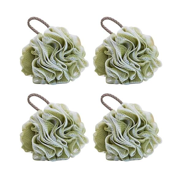 Pakke med 4 Mesh Puff Dusjball Bad Dusj Loofah Svamp Kroppsskrubb Eksfoliator (farge: Grønn, Størrelse: 4 stk) Grønn 4 stk