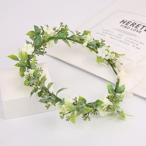 Boho hårblomsterkrona konstgjord blomsterkrona bröllopskrona för bröllopsceremoni, fest
