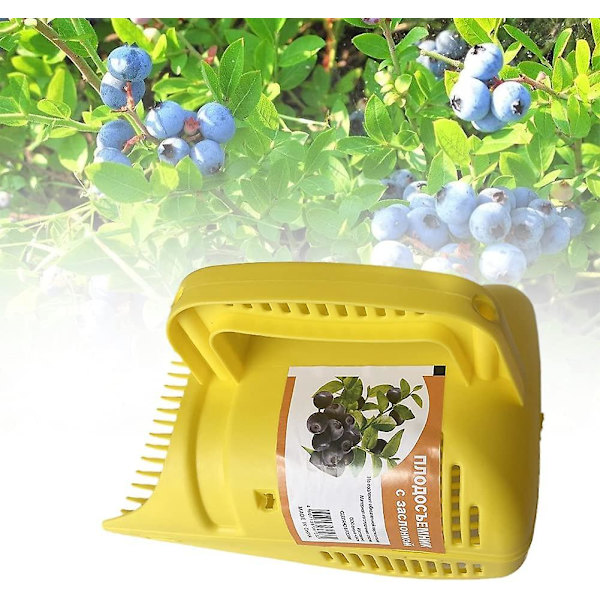 Blåbärsplockare, blåbärskam, fruktplockare för hallon, björnbär, krusbär (gul)
