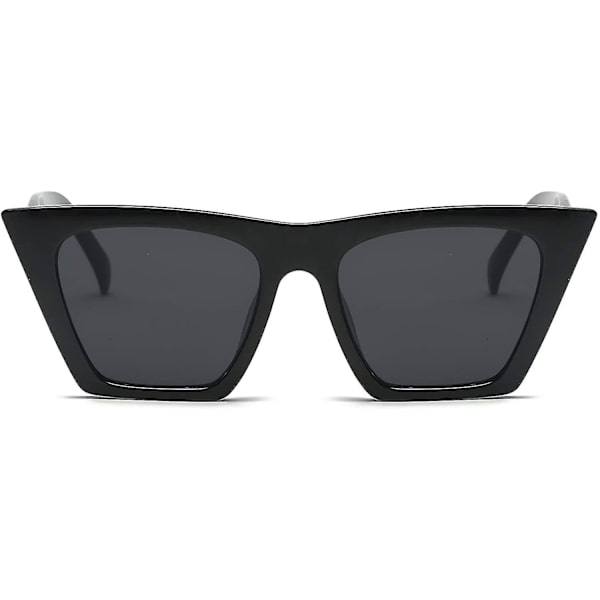 Wekity Vintage Square Cat Eye Solglasögon Dam Trendiga Cateye Solglasögon B2473 (svart)