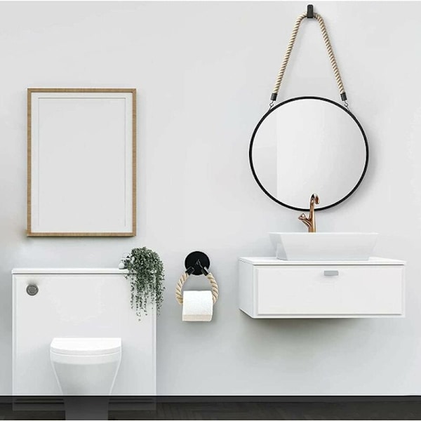 Musta retro wc-paperiteline, seinälle kiinnitettävä wc-paperiteline, juuttiköysi wc-paperiteline, hotellikoti sisustus