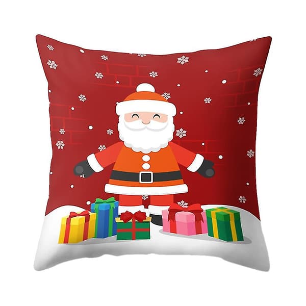Jultryckt Kuddfodral Polyester Soffa Bil Kuddeöverdrag Heminredning 4st
