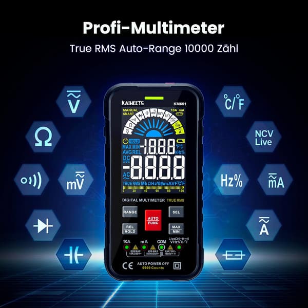 Digital multimeter med 10000 räkningar, km601 smart ammeter