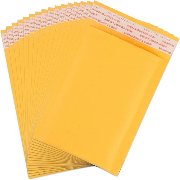 100 bubbelkuvert 4,7 x 7,7 tum/12 x 19,5 cm - Vadderade kuvert - Gul, Kraft