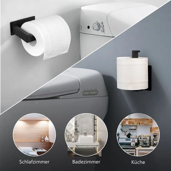 Sort Toiletpapirholder Ingen Boring Rustfrit Toiletpapirholder i Rustfrit Stål til Badeværelset