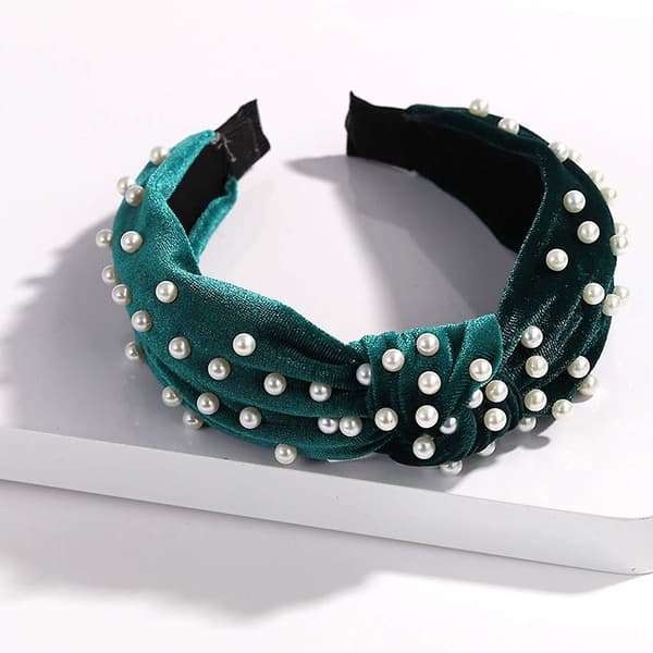 Hodebånd for kvinner - Perlehodeband - 1 stk. Tvinnet kunstig perlefløyelshodeband Elegant Bling Hårklipp Hårnåler Hodeplagg Barrette Stylingverktøy Tilbehør