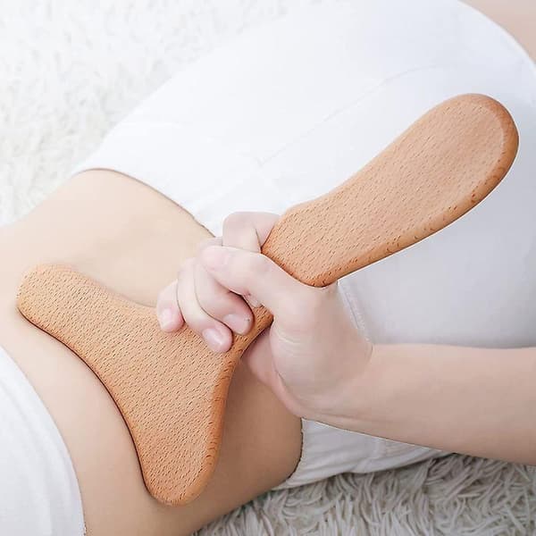 Trämassageapparat för lymfdränage, enhandsverktyg för kroppsskulptering för Gua Sha, muskelavslappning - 13 * 6,5 tum