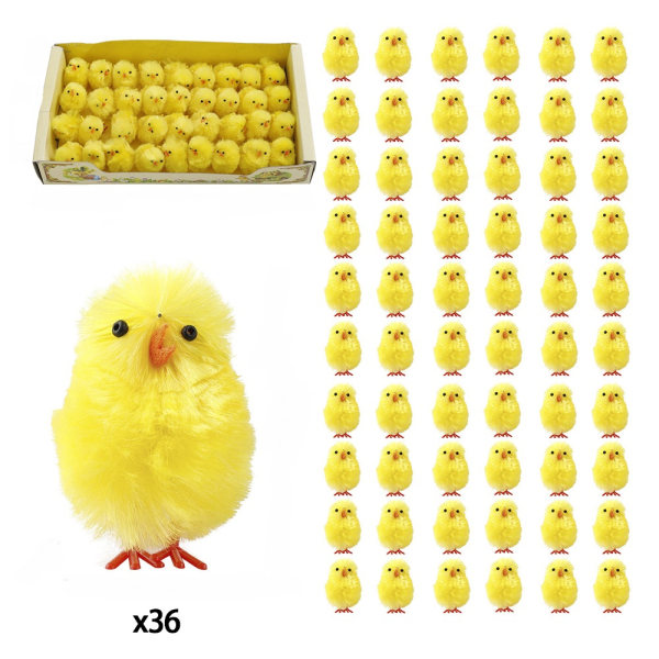 36 st påskkycklingar | 4 cm - Långa minipåskkycklingar Uppsättning om 36 kycklingar