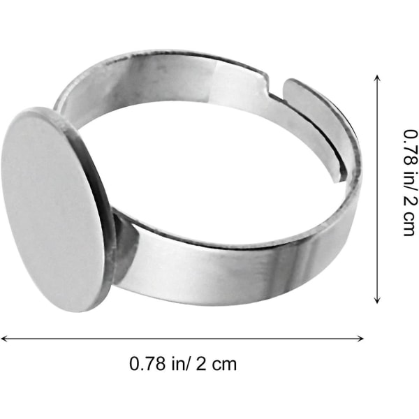 20 stycken ring blank justerbar ring rund rostfritt stål DIY smycken tillverkning material
