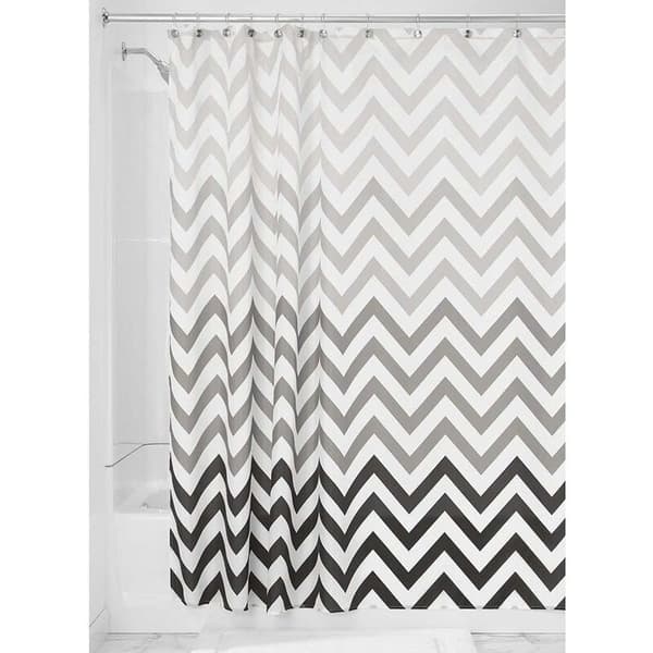 Textil duschdraperi, 183,0 cm x 183,0 cm polyester dusch- och badgardin, gardin med sicksackmönster, grå