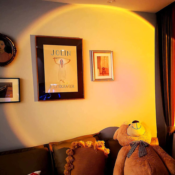 Auringonlaskun projektiolamppu, 180 käännettävä led-yövalo, lattiamielilamppu, USB selfie-lamppu olohuoneeseen makuuhuoneeseen
