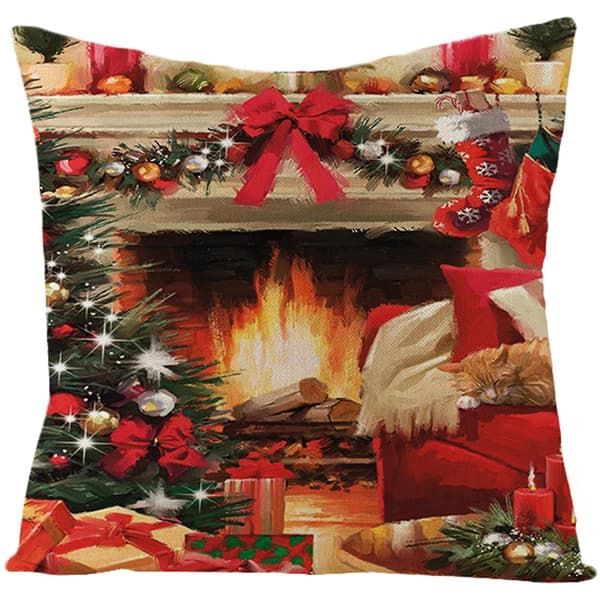 Jul-kuddfodral i bomullslinne för soffa, bil, hem, midja, 45*45