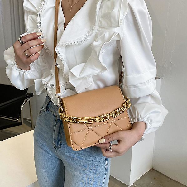 Crossbody-väskor för kvinnor, liten axelväska med kedjerem, handväska Khaki
