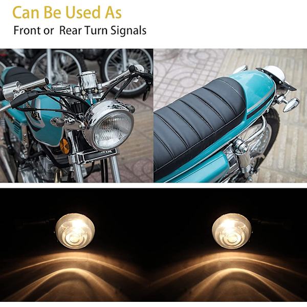 2x Moottoripyörän vilkut Ilmaisin Keltainen Valo Luoti Muoto 12v Universaali Kromi Moottoripyörä Ajolamppu Chopper Bobber Cafe Racer Street Bike
