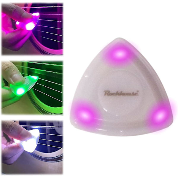 Led-lysande gitarrplektrum, basplektrum basgitarr elgitarrplektrum Led-gitarrbasplektrum, akustisk gitarrlysande plektrum（Lila ljus）