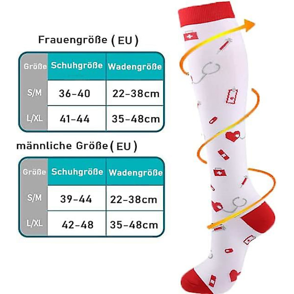 2 par stödstrumpor, medicinska, färgglada och coola sportknästrumpor (l/xl)