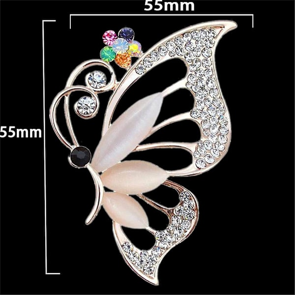 Fjärilsbrosch Stift Chic Romantisk Elegant Rhinestone Kristall Insekt Brosch Stift Kvinnor Corsage Sjal Sjal Kläder Tillbehör Bröllop Fest B