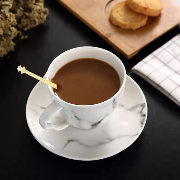 Kaffe-ske i guitarform, 304 rustfrit stål, 12x3,2 cm, anti-rust, holdbar, perfekt til kaffe, te, is