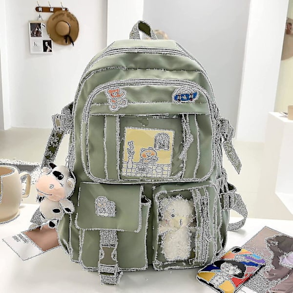 Kawaii skolväska med hängsmycke, liten ryggsäck, skolmaterial, gymnasieväska