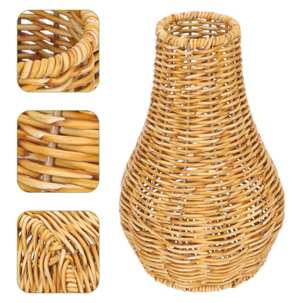 Minimalistisk Heminredning Hög Vävd Rattan Vas Torkad Blomma Vas Vävd Blomma Vas Skrivbordsblomma Vas Amarant Vas