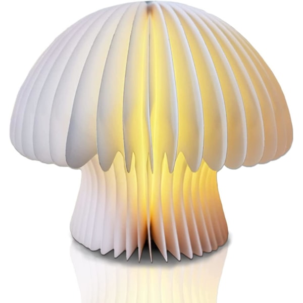 Svamplampa (bambu) Vikbar boklampa i trä, ny led-papperslampa, sladdlös skrivbordsnattlampa, 16-färger dimbar bordslampa, unik kreativitet för