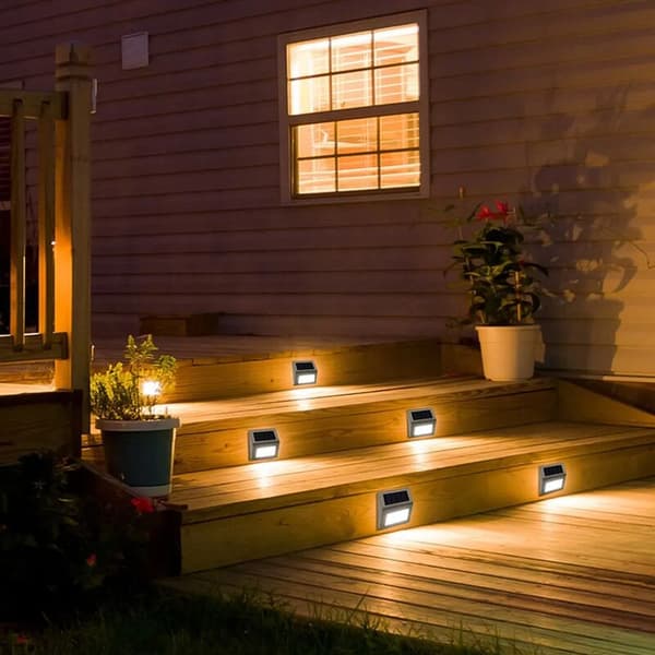 STK 3-LEDs solcellelamper væglamper hegn lys udendørs trappe lampe balkon rustfrit stål have lys