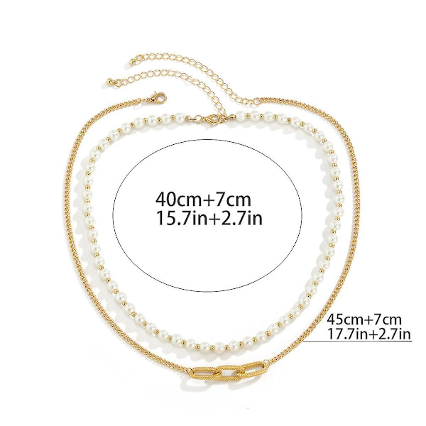 Retro kreativ geometrisk design imitation pärlhalsband (guld)