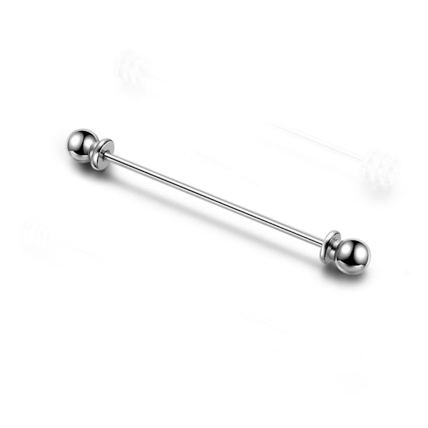 2 st Mans Guldpläterad Ton Stål Krage Pin Slips Krage Stud Barbell Bar Clip Spänne Spänne 6.5cm