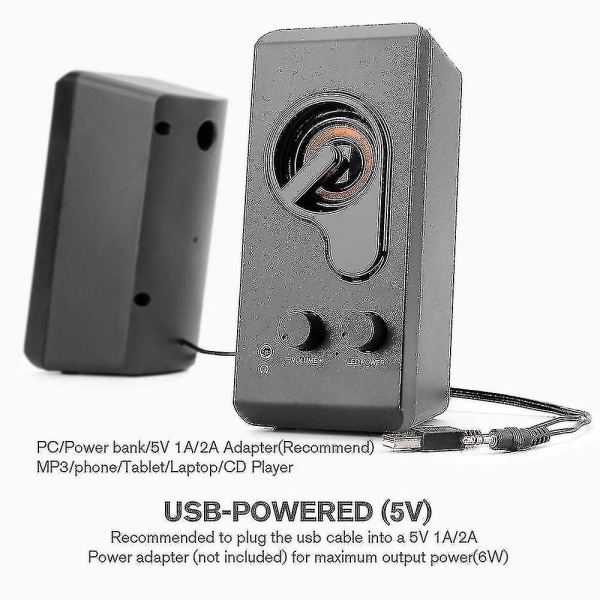 Datorhögtalare, PC-högtalare stereoljud USB-driven multimediahögtalare med färgglad LED-lampa för stationär dator bärbar dator PC (tvåpack)