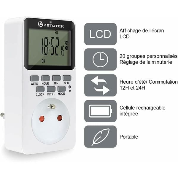 Digital timeruttag 16A 3600W LCD-display 20 grupper På/Av Programmerbar timer 24 timmar 7 dagar AC220V Energisparuttag