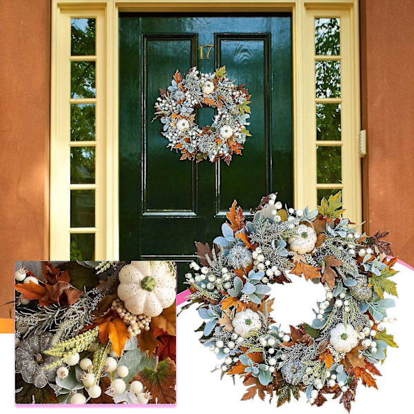 Halloween Thanksgiving Simulerad Blomkrans Frost Blad Pumpa Hänge Dörr Dekoration Fönster Layout Rekvisita