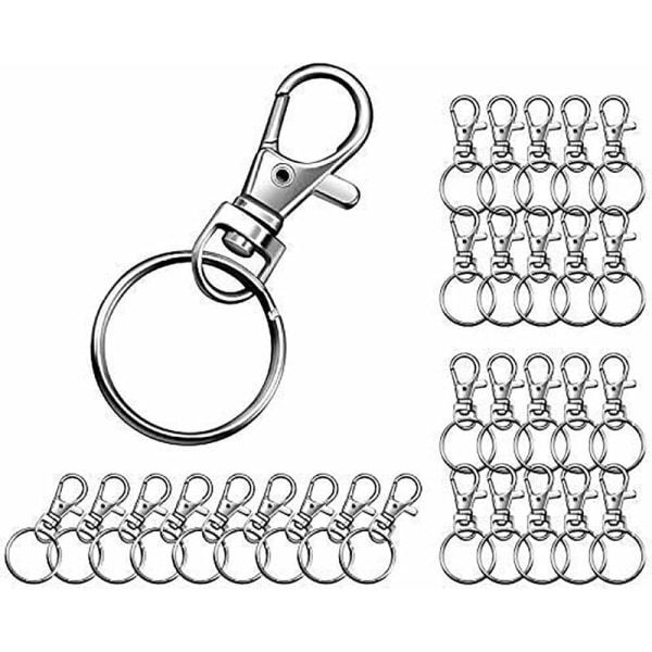 30 st nyckelringar, metallnyckelringar för polering av avtagbara ringkrokar med vridbara karbinhakar för nycklar