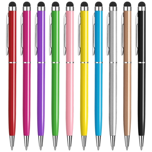 Stylus-pennor för pekskärmar, surfplatta med svart bläck Kulspetspenna 2 i 1, kompatibel med Ipad Pro Air Mini Iphone