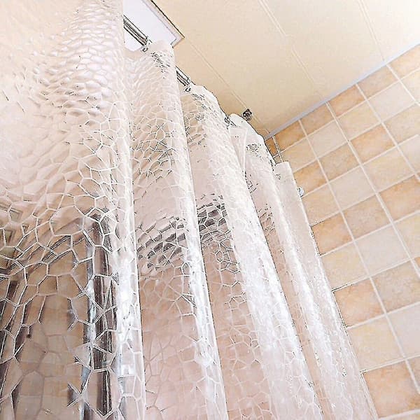 Klar duschdraperifoder Vattentät Transparent 3d Vatten Kvadrat Badrum Gardiner I 71tum X 79tum