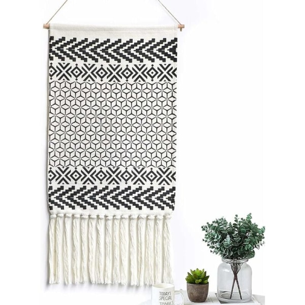 Macrame väggbonad Boho Chic vävd gobeläng bohemisk bomull vävd väggkonst väggdekor för sovrum barnrum bakgrund (kant)