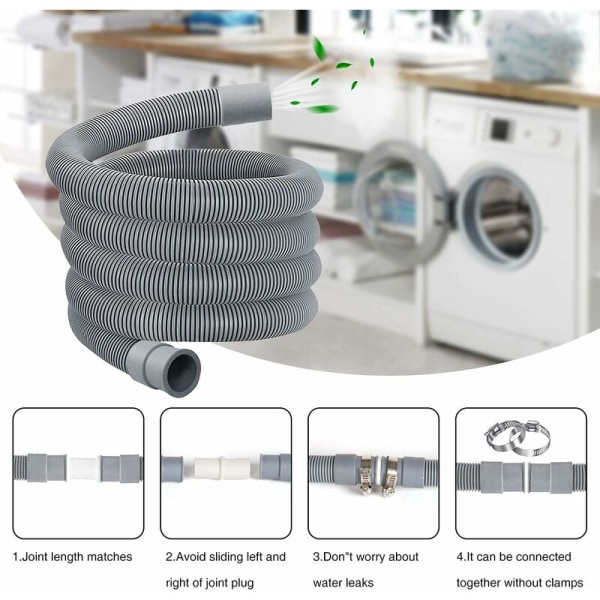 Spiral Afløbsslange 5 m, Vaskemaskine Afløbsslange, Kloak Slange 858e |  Fyndiq
