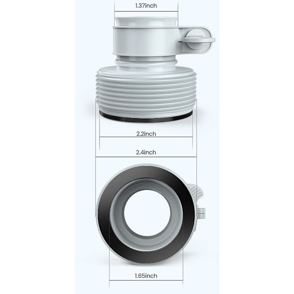 Typ B Slangadapter för Pumpar, 2-pack, Pool Slangadapter för 1,5 och 1,25 Kopplingar