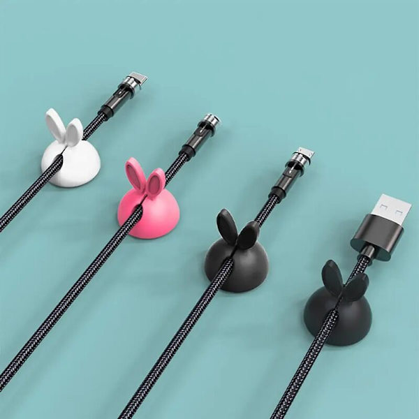 PCS/Kaapelin kääntäjä Luova Cartoon Rabbit Ear Shape Silikoninen itseliimautuva johdon järjestävä klipsi Työpöytä Pink