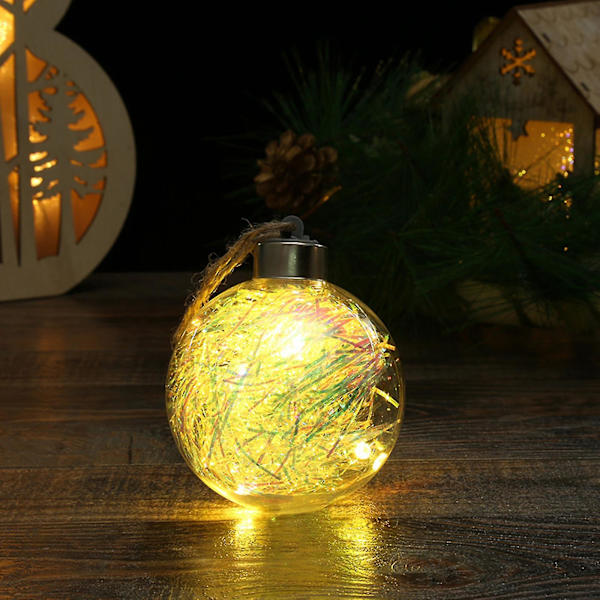 Julkula med LED-ljus, Transparent Julkula, Julgranshänge, Glödande